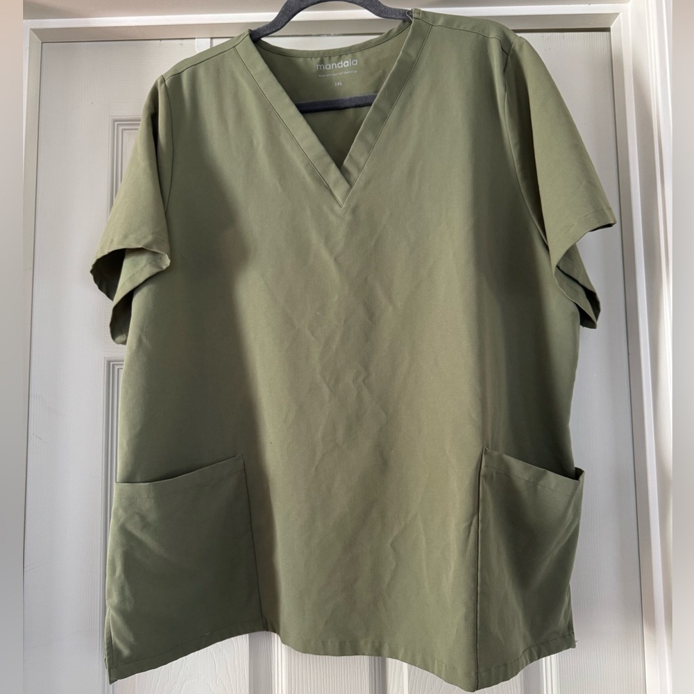 Mandala Scrubs Olive Green Scrub Top